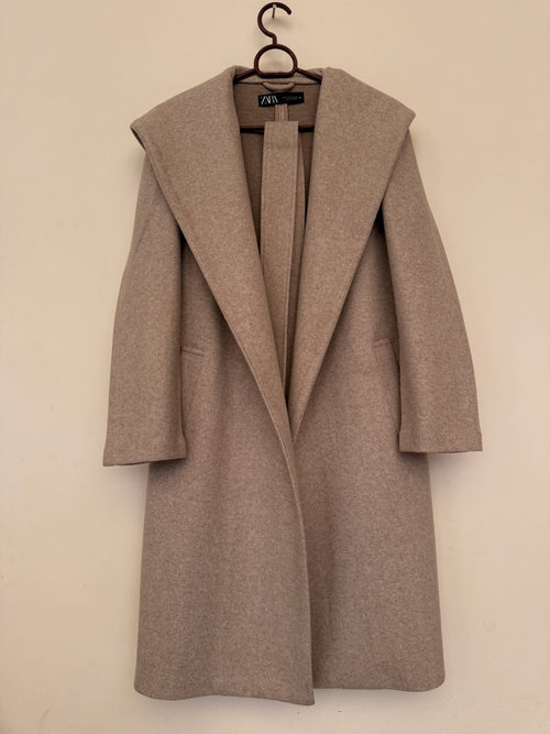 Zara Soft Hooded Belted Coat – Small